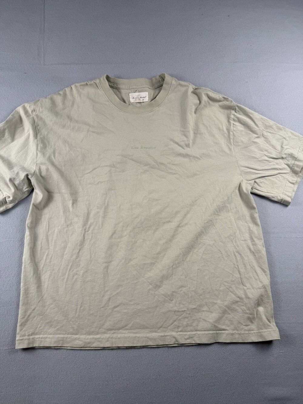 American Garage Men's Crochet Patch T-Shirt beige Crew Neck Short Sleeve XL